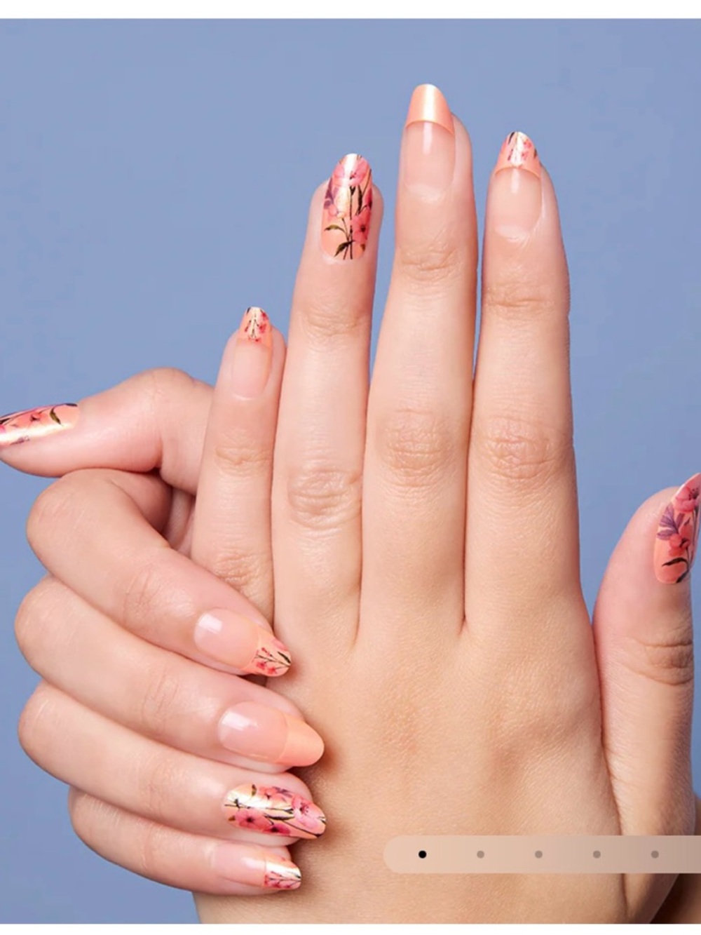 Peach Floral French Mani Nail Strips